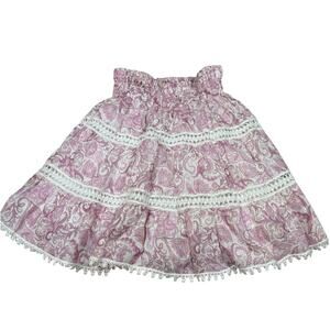Temptation Positano Womens Size S Pink Floral Linen Skirt